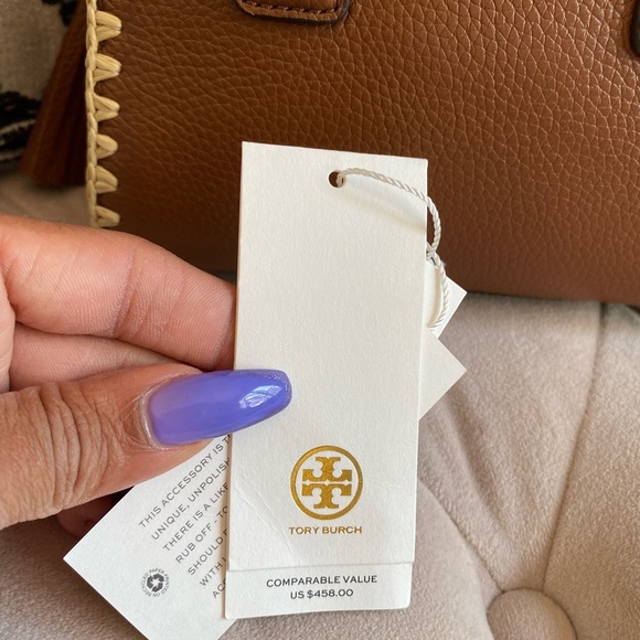 Tory Burch Thea Whipstitch Grizzly Mini Web Satchel - Picture 7 of 15